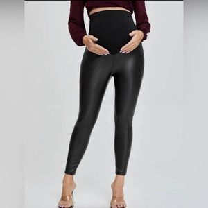 Maternity Size Small Black Leather Thermal Leggings